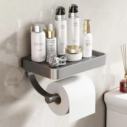 Aluminum Toilet Paper Holder with Storage Shelf