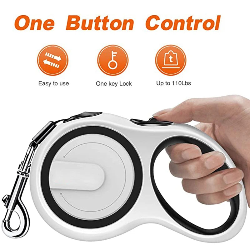 Correa retráctil para perros de 3 m, 5 m o 8 m | Paseo cómodo con sistema de bloqueo, mango ergonómico y cinta de nailon resistenteCorreasAnimals & Pet Supplies > Pet Supplies > Pet Leashes > Standard Leashes