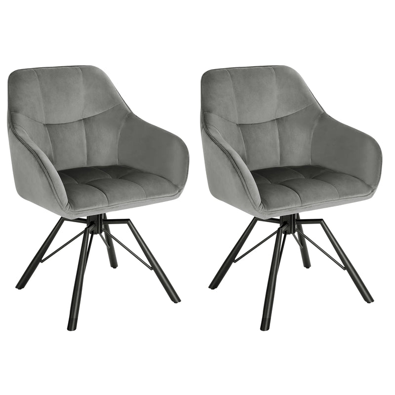 Set de 2 sillas giratorias de terciopelo con reposabrazos para comedorFurniture > Chairs > Kitchen & Dining Room Chairs