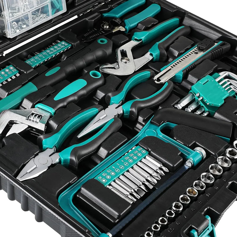 Maletín de herramientas 198 piezas | Juego universal con carraca, vasos y destornilladores para hogar y cocheMaletinesHardware > Hardware Accessories > Tool Storage & Organization > Tool Boxes > Hand Carry Tool Boxes