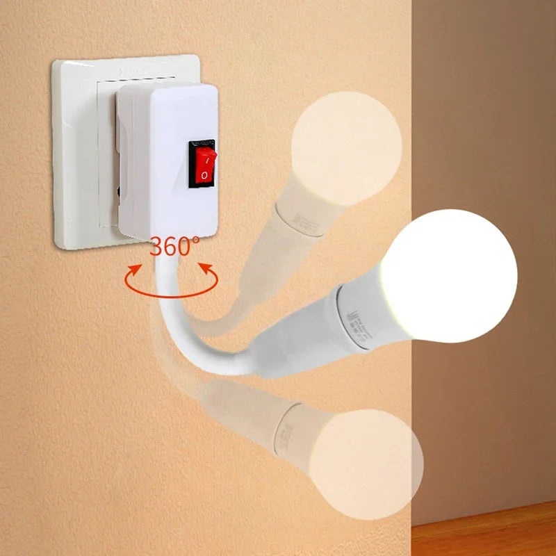 Portalámparas E27 con interruptor y enchufe directo | Cabeza giratoria, brazo flexible, 220 V, material ignífugoPortalámparasHome & Garden > Lighting