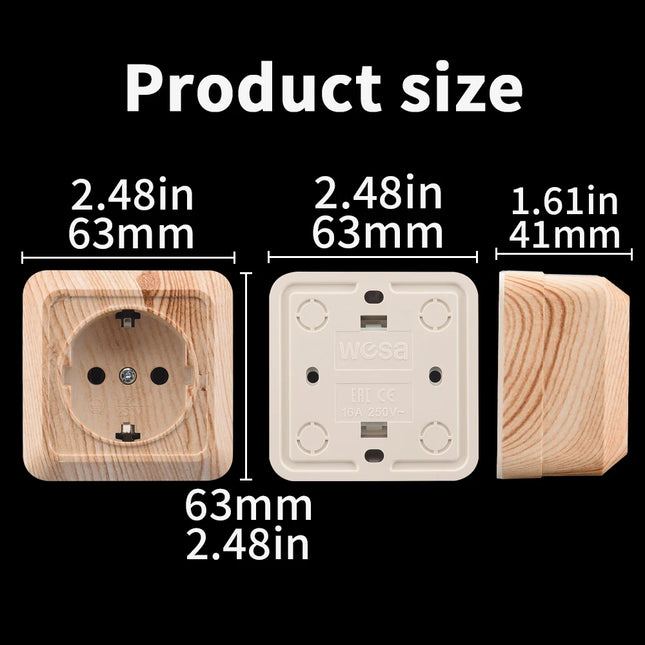 Enchufe de superficie con toma de tierra efecto madera (estándar UE)EnchufesHardware > Power & Electrical Supplies > Power Outlets & Sockets > Wall Outlets