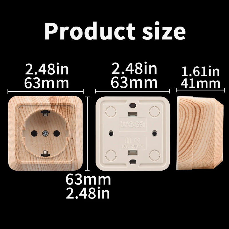 Enchufe de superficie con toma de tierra efecto madera (estándar UE)EnchufesHardware > Power & Electrical Supplies > Power Outlets & Sockets > Wall Outlets