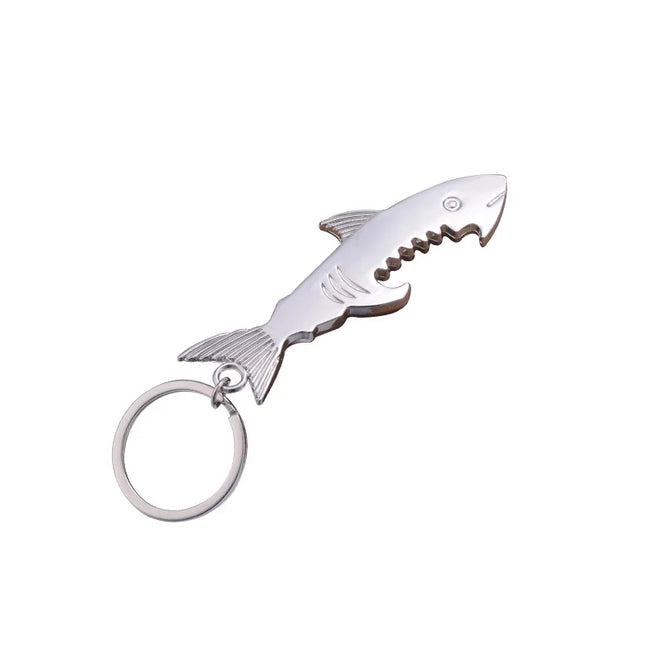 Shark shaped bottle opener keychain