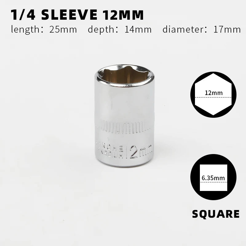 Juego de vasos para llave de impacto de 1/4" con 12 Puntas de 4 a 14mmLlaves de vasoHardware > Tool Accessories > Tool Sockets