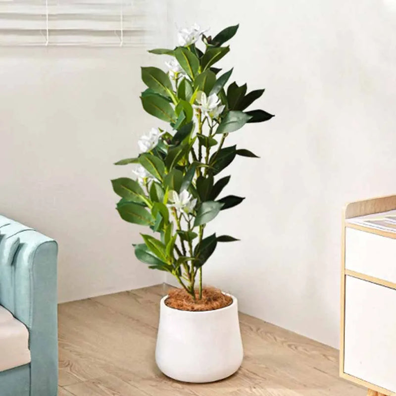 Ficus artificial tropical con flores blancas y rosas | 80/120 cm decoración hogar y jardín sin macetaPlantas artificialesHome & Garden > Decor > Artificial Flora > Artificial Flowering Plants