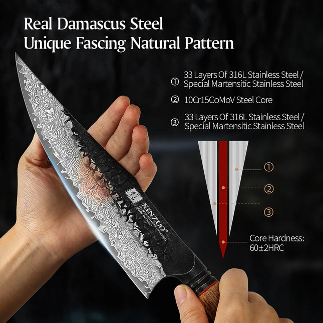 Juego de cuchillos damasco 6 piezas xinzuo serie mo con mangos de roble blanco y rojo G10CuchillosHome & Garden > Kitchen & Dining > Kitchen Tools & Utensils > Kitchen Knives