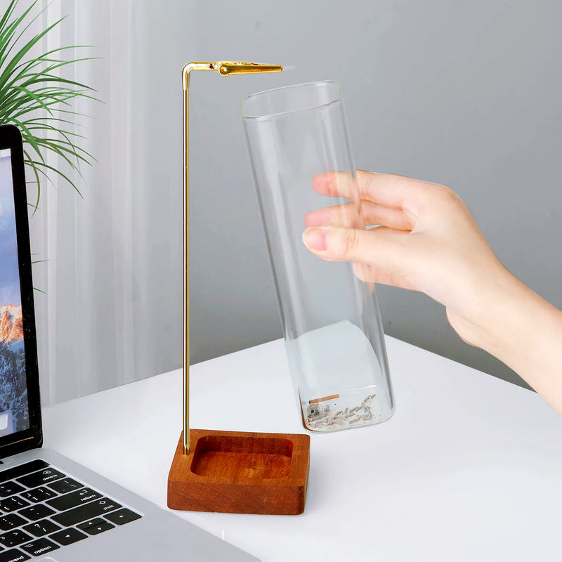 Porta inciensos de madera con bandeja de vidrio anticenizaAmbientadoresHome & Garden > Decor > Home Fragrance Accessories > Incense Holders