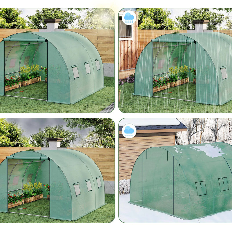 Invernadero túnel transitable 3×3×2 m | estructura de acero galvanizado y cubierta PE 140 g/m² con 6 ventanas y puerta enrollableInvernaderosHome & Garden > Lawn & Garden > Gardening > Greenhouses