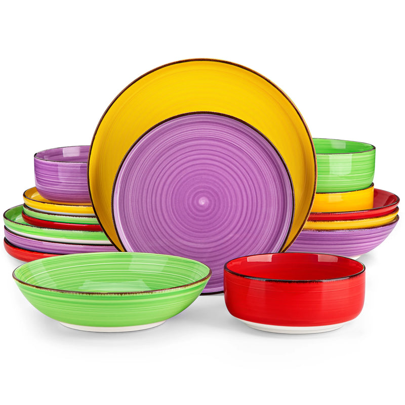 Juego de vajilla de cerámica multicolor 16/32 piezas pintadas a mano con platos y cuencosVajillas completasHome & Garden > Kitchen & Dining > Tableware > Dinnerware > Dinnerware Sets
