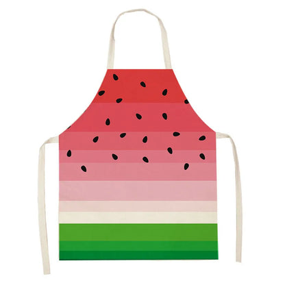 Cotton and Linen Fruit Pattern Kitchen Apron for Adults