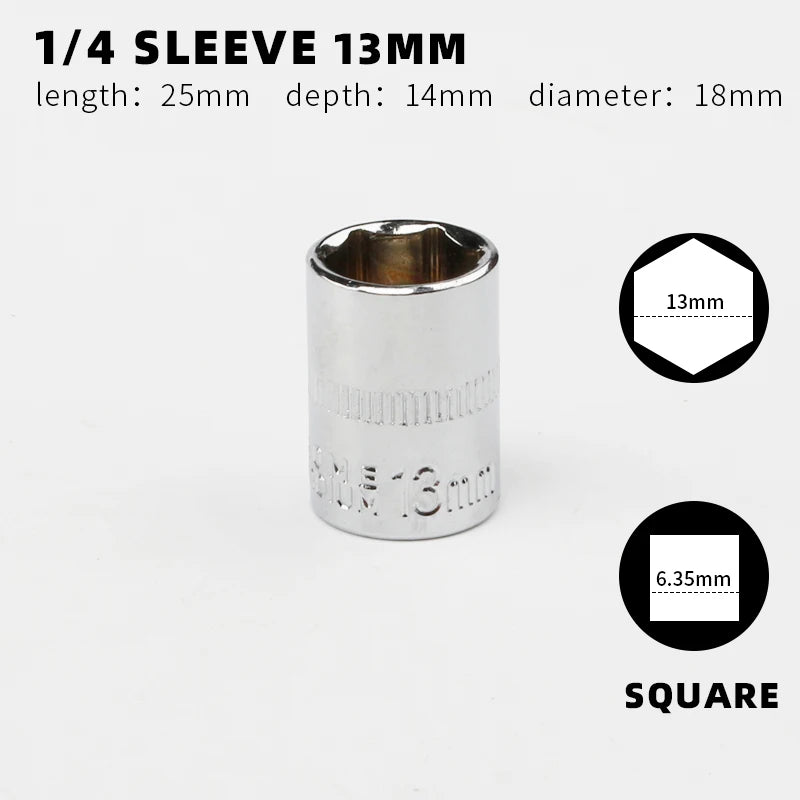 Juego de vasos para llave de impacto de 1/4" con 12 Puntas de 4 a 14mmLlaves de vasoHardware > Tool Accessories > Tool Sockets