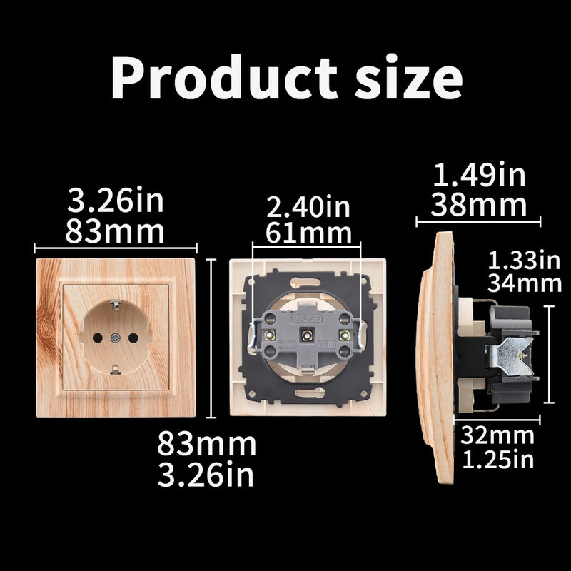Enchufe empotrable eu con toma de tierra | Acabado madera marrón, plástico ignífugoEnchufesHardware > Power & Electrical Supplies > Power Outlets & Sockets > Wall Outlets