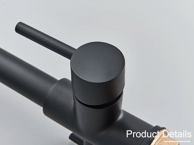 Grifo de cocina negro mate con filtro y doble manijaGrifosHardware > Plumbing > Plumbing Fixtures > Faucets > Kitchen Sink Faucets