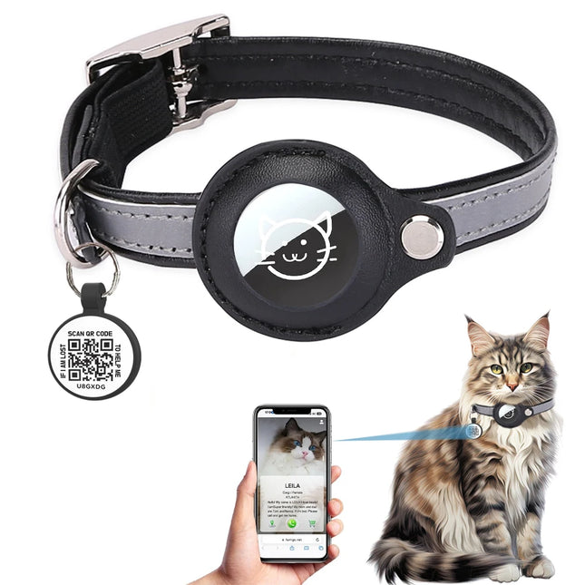 Collier pour chat avec support GPS et étiquette QR