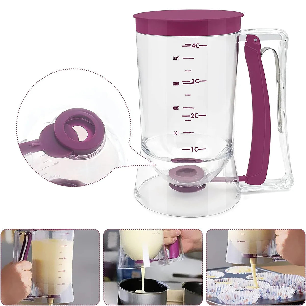 Dispensador de cremas para hornear con taza medidora