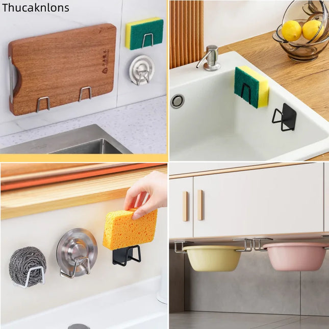 Soporte adhesivo multifuncional de acero inoxidableAccesorios para fregadero