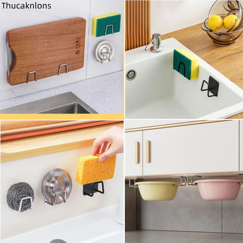 Soporte adhesivo multifuncional de acero inoxidableAccesorios para fregadero