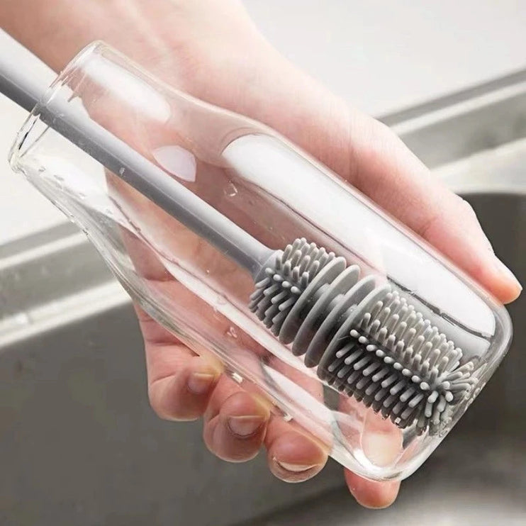 Silicone brush for cleaning bottles and baby bottles