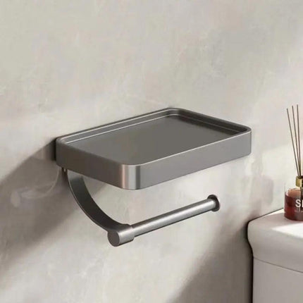 Aluminum Toilet Paper Holder with Storage Shelf