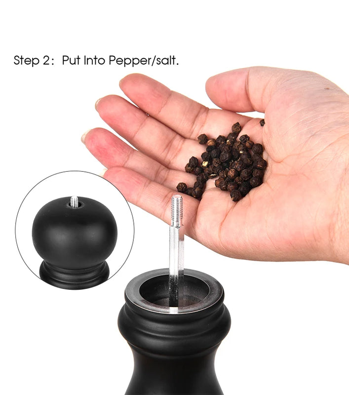 Juego de 2 piezas de molinillo de sal y pimienta de madera con rotor de cerámica ajustableEspecierosHome & Garden > Kitchen & Dining > Kitchen Tools & Utensils > Spice Grinders