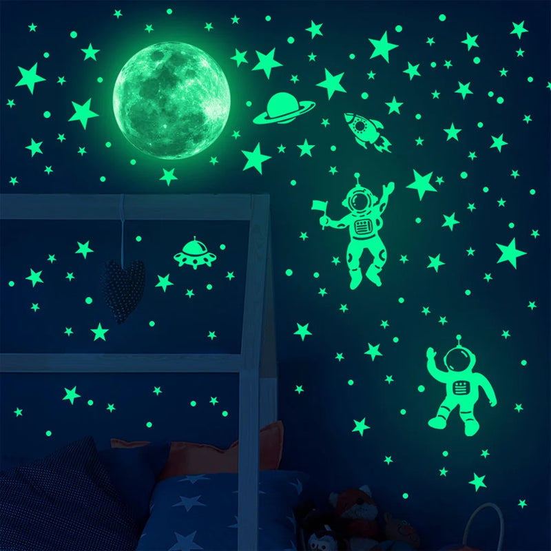 Calcomanías de pared astronauta luminiscentes para decoración infantilAdhesivos