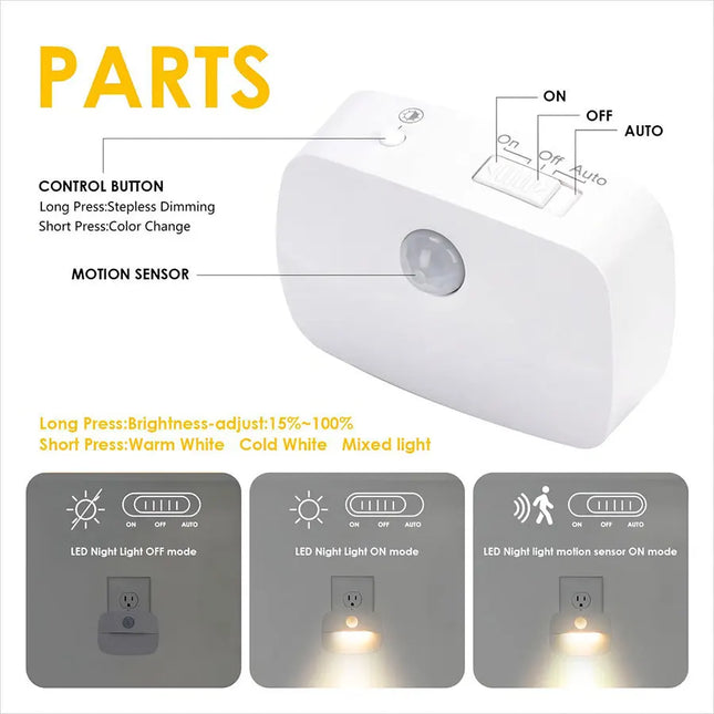 LED night light with motion sensor and 220V EU plug