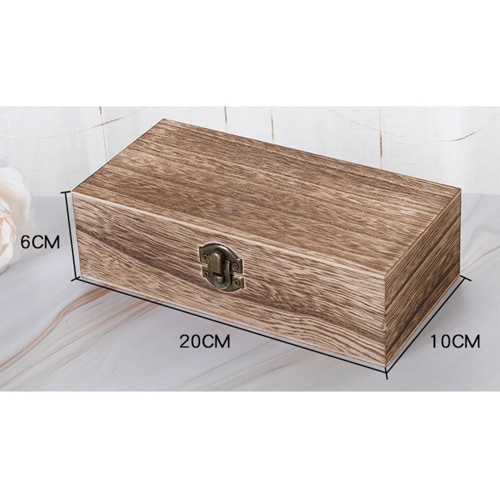 Caja de almacenamiento rectangular de madera vintage