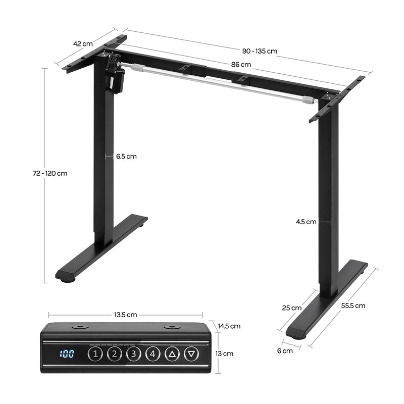 Estructura de escritorio elevable eléctrica con puerto usb | Altura 72–120 cm, ancho 90–135 cm, 70 kgEscritoriosFurniture > Office Furniture Accessories > Desk Parts & Accessories