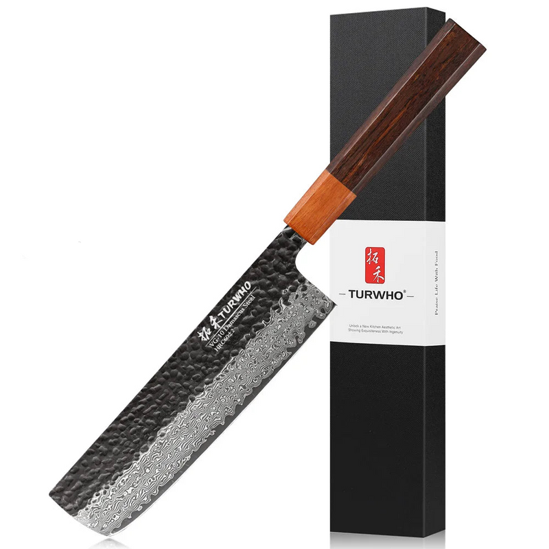 Cuchillo Nakiri japonés de 7" forjado a mano en acero de Damasco con mango de palisandroCuchillosHome & Garden > Kitchen & Dining > Kitchen Tools & Utensils > Kitchen Knives