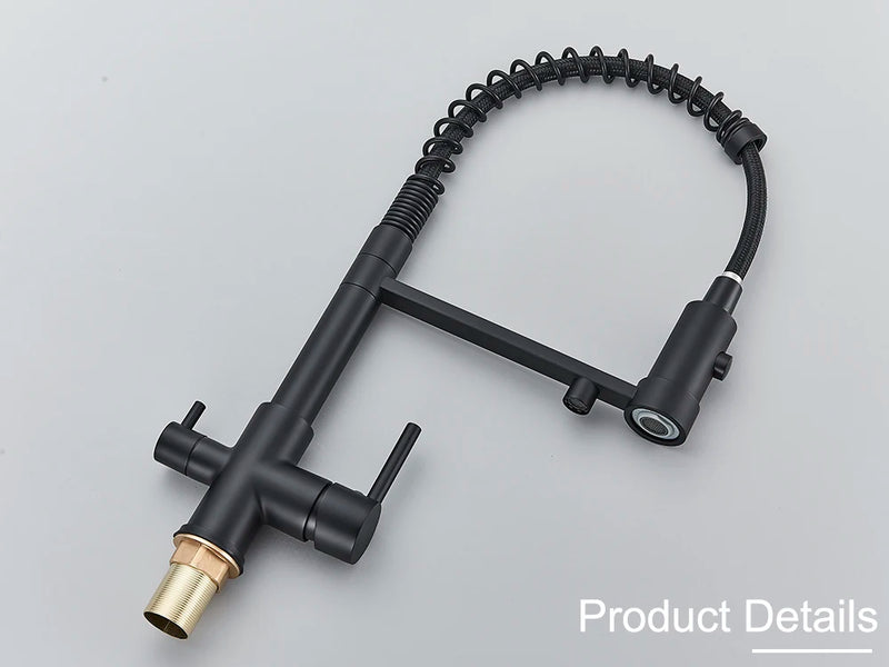 Grifo de cocina negro mate con filtro y doble manijaGrifosHardware > Plumbing > Plumbing Fixtures > Faucets > Kitchen Sink Faucets