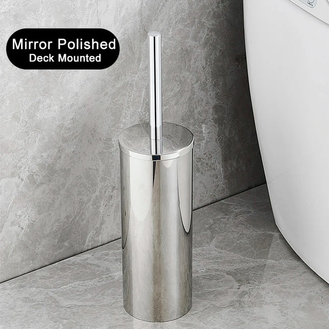 Escobillero de baño de acero inoxidable | mural o de suelo, mango largo y vaso cerrado (FR07)EscobillasHome & Garden > Bathroom Accessories > Toilet Brushes & Holders > Toilet Brushes