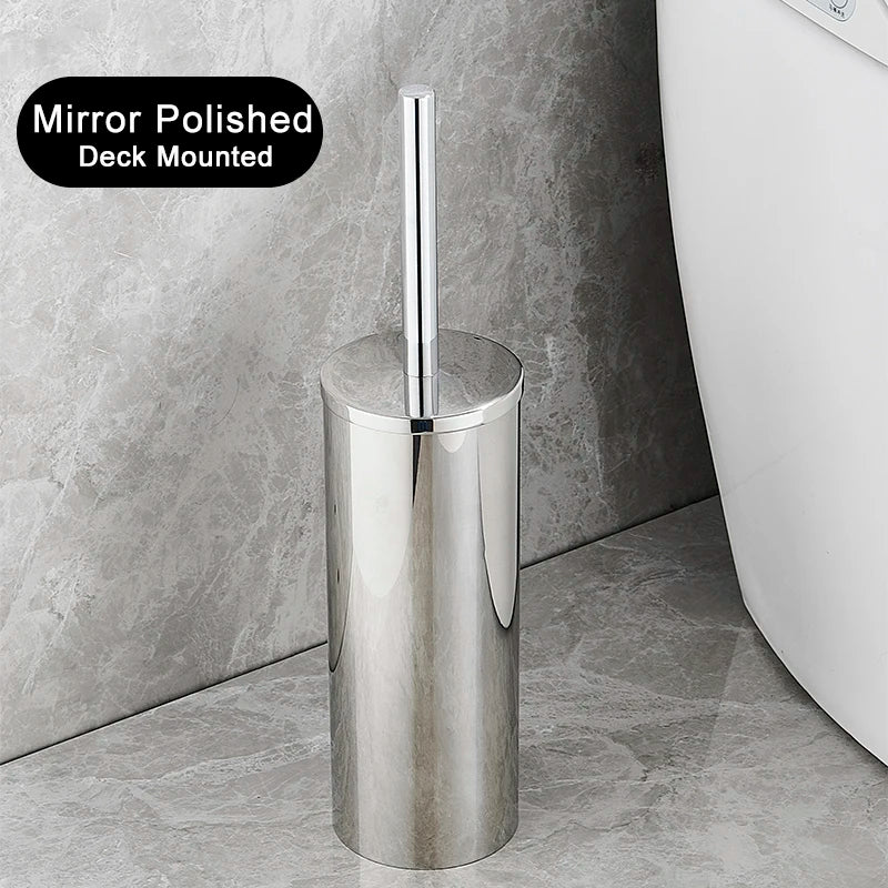 Escobillero de baño de acero inoxidable | mural o de suelo, mango largo y vaso cerrado (FR07)EscobillasHome & Garden > Bathroom Accessories > Toilet Brushes & Holders > Toilet Brushes