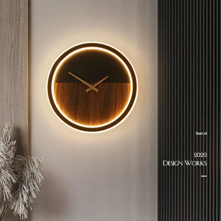 Minimalist Embossed Clock Led Wall Lamp for Home Lighting