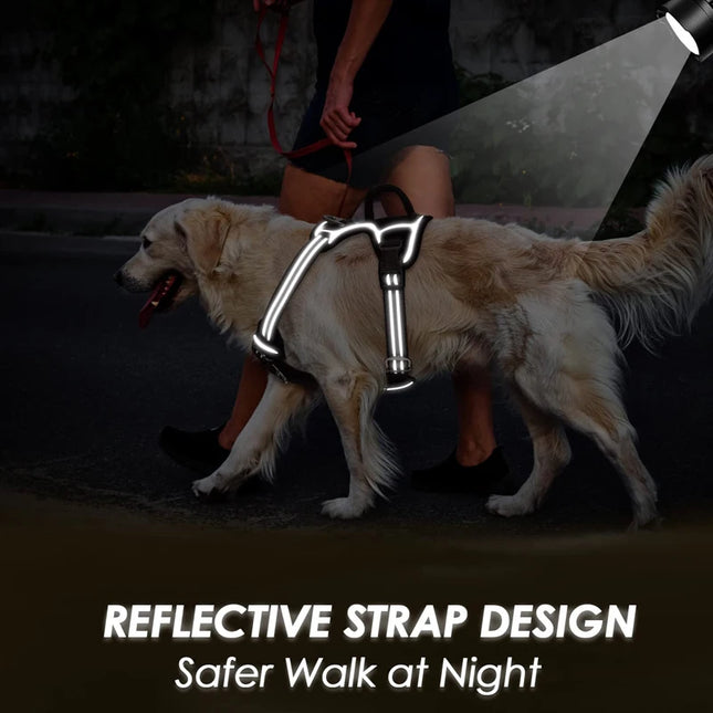 Reflective dog harness with handle