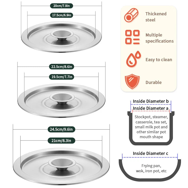 Tapa de cocina de acero inoxidable para ollas, woks y sartenesOllasUncategorized
