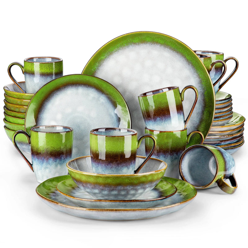 Vajilla Vancasso “Starry” 16/32/48 piezas | gres con esmalte reactivo rojo/verde (kiln change)Vajillas completasHome & Garden > Kitchen & Dining > Tableware > Dinnerware > Dinnerware Sets