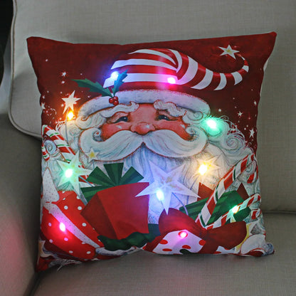 Funda de almohada con luces LED con decoración navideña de 45cm