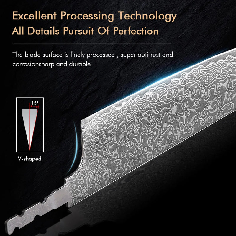 Hoja de cuchillo japonés de acero Damasco AUS-10 para bricolaje sin mangoCuchillosHome & Garden > Kitchen & Dining > Kitchen Tools & Utensils > Kitchen Knives