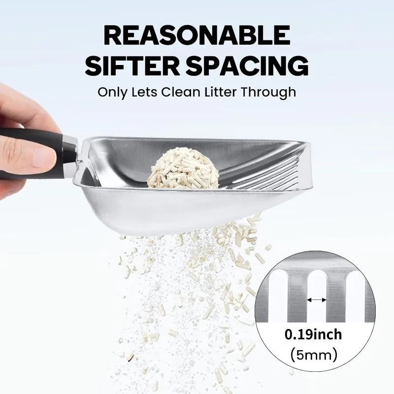 Pala de acero inoxidable para arena de gato con mango de gomaAccesoriosAnimals & Pet Supplies > Pet Supplies > Pet Waste Disposal Systems & Tools