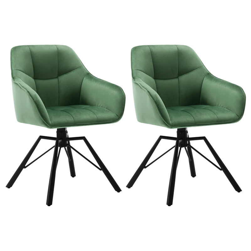 Set de 2 sillas giratorias de terciopelo con reposabrazos para comedorFurniture > Chairs > Kitchen & Dining Room Chairs