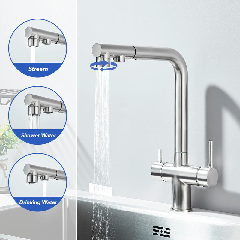 Grifo de cocina de filtración con mezcla de agua caliente y fríaGrifosHardware > Plumbing > Plumbing Fixtures > Faucets > Kitchen Sink Faucets