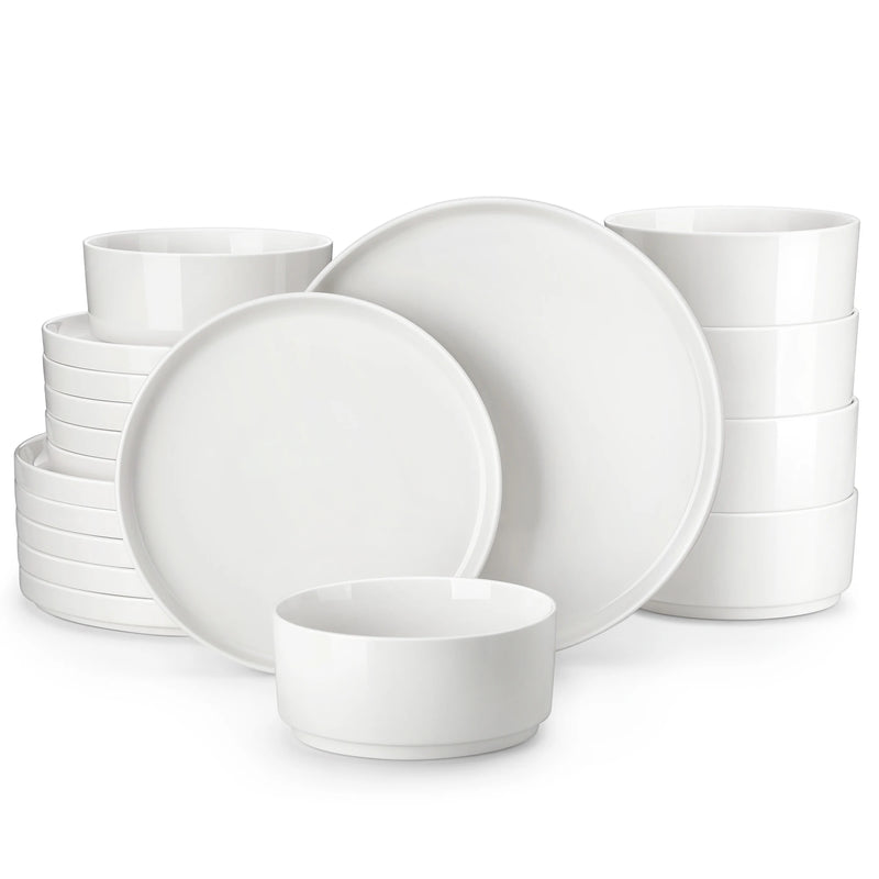 Juego de vajilla de porcelana blanca o con borde negroVajillas completasHome & Garden > Kitchen & Dining > Tableware > Dinnerware > Dinnerware Sets