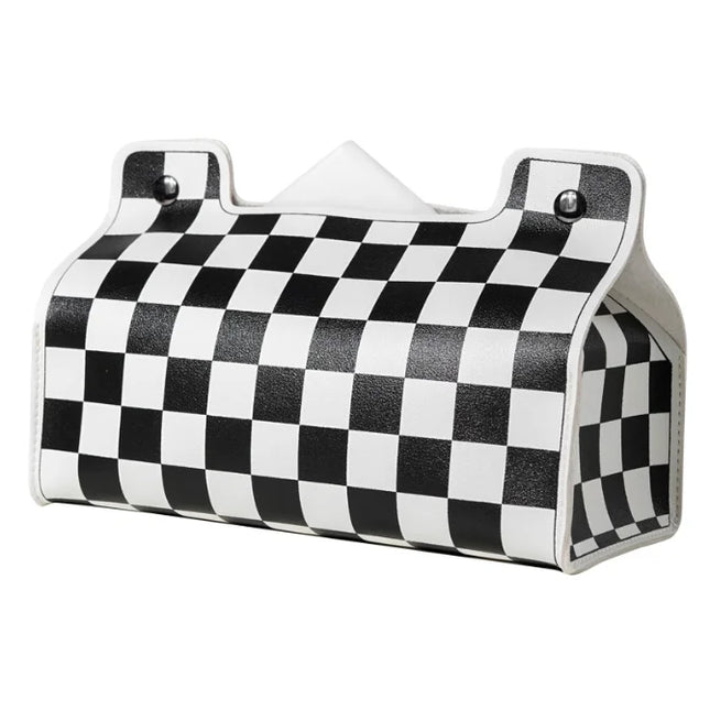 Faux leather tissue box with prints