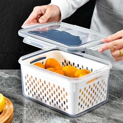 Fresh fruit and vegetable organizer with drainer