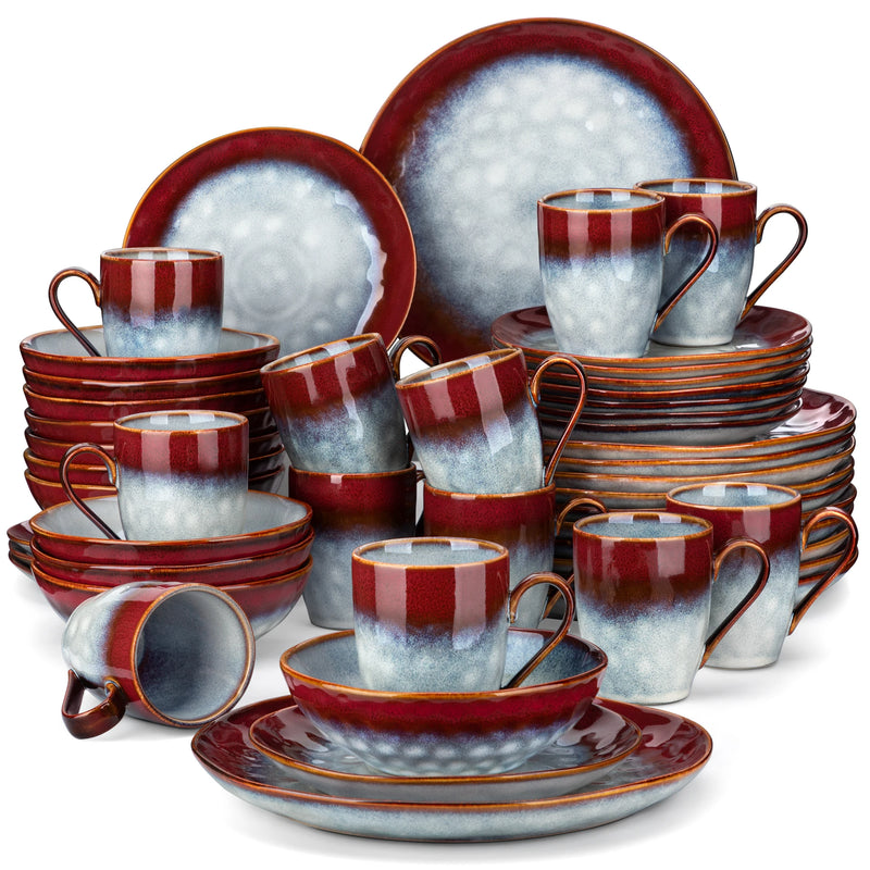 Vajilla Vancasso “Starry” 16/32/48 piezas | gres con esmalte reactivo rojo/verde (kiln change)Vajillas completasHome & Garden > Kitchen & Dining > Tableware > Dinnerware > Dinnerware Sets