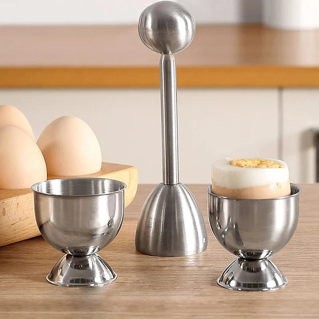 Cortador de cáscara y soporte para huevo en acero inoxidableCortadoresHome & Garden > Kitchen & Dining > Tableware > Serveware > Egg Cups