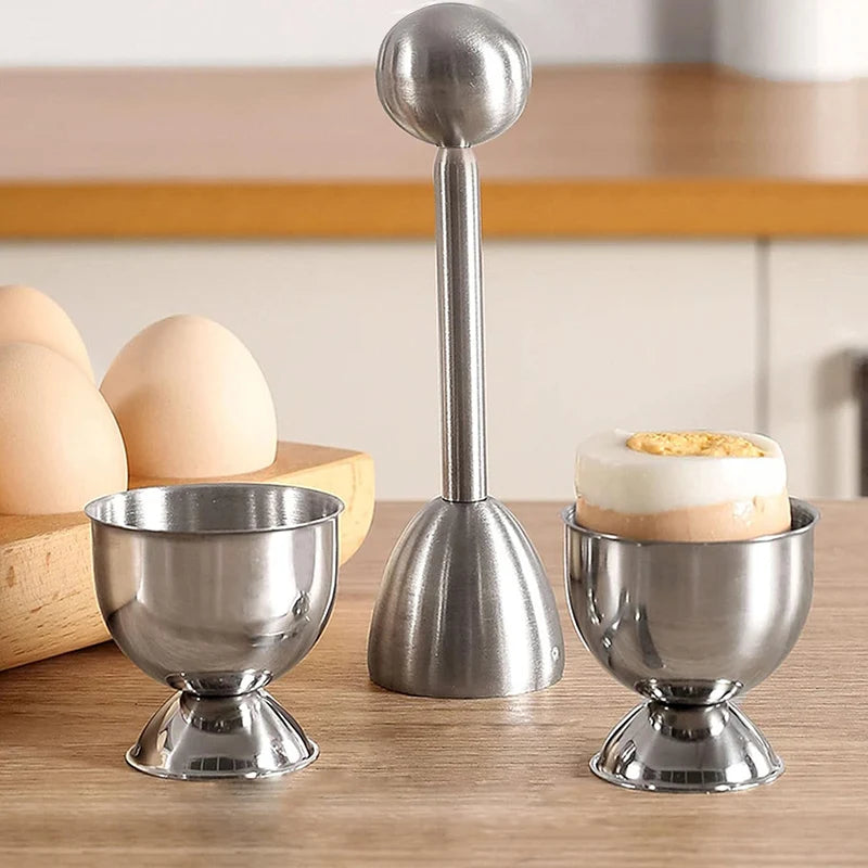 Cortador de cáscara y soporte para huevo en acero inoxidableCortadoresHome & Garden > Kitchen & Dining > Tableware > Serveware > Egg Cups
