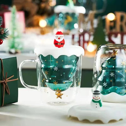 Taza creativa de árbol de Navidad con tapa