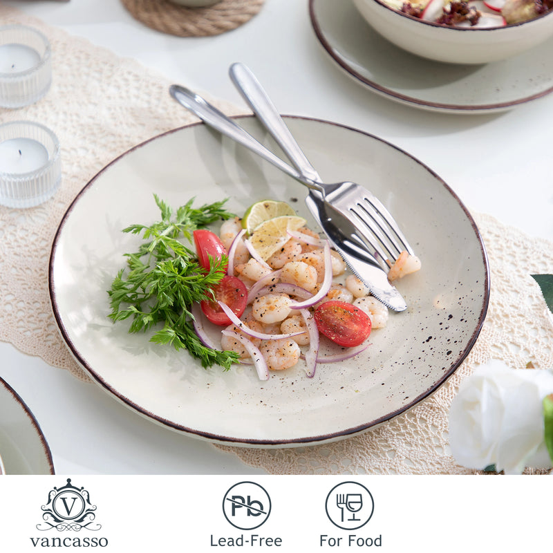 Juego de vajilla de cerámica beige de 16/32/48 piezas con platos, cuencos de 800 ml y tazasVajillas completasHome & Garden > Kitchen & Dining > Tableware > Dinnerware > Dinnerware Sets